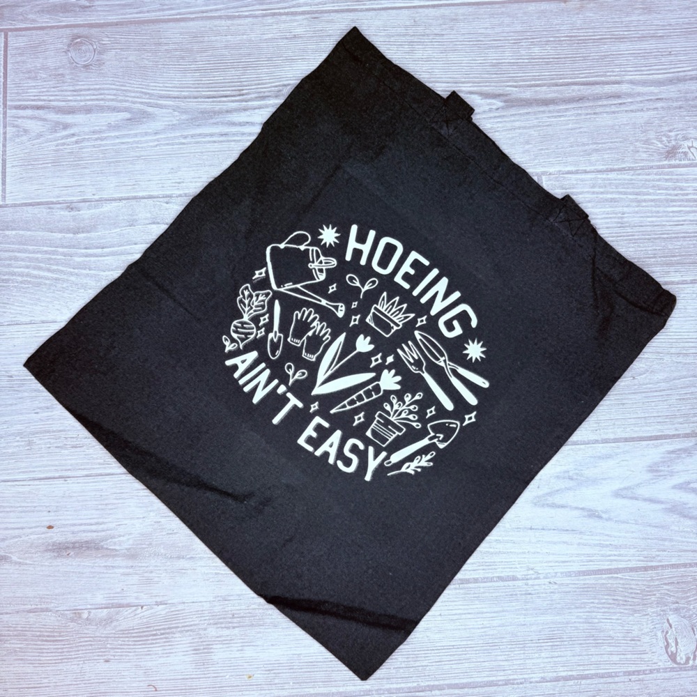New cotton long handle hoeing ain’t easy shopping bag tote 16x14.5 hand crafted